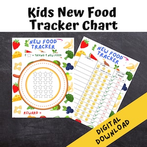 Kids New Food Tracker | Fussy Eaters Reward Chard | Pingelige Esser | Probieren Sie neue Lebensmittel Belohnungstabelle | DIGITALER DOWNLOAD