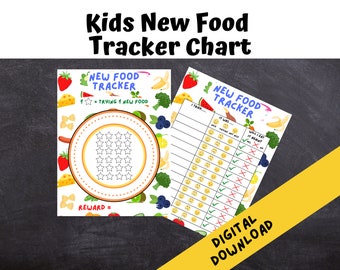 Kids New Food Tracker Chart: Picky Eaters Reward (Digital Download)