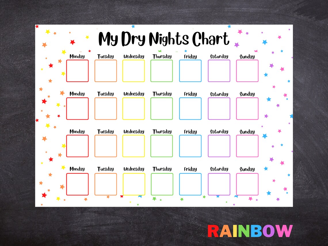 My Dry Nights Reward Chart Potty Training Bed Wetting Support Child ...