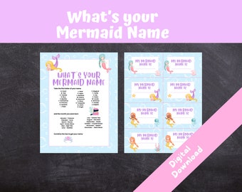 Mermaid Name Game: Kids Birthday Party Printable (Digital Download)