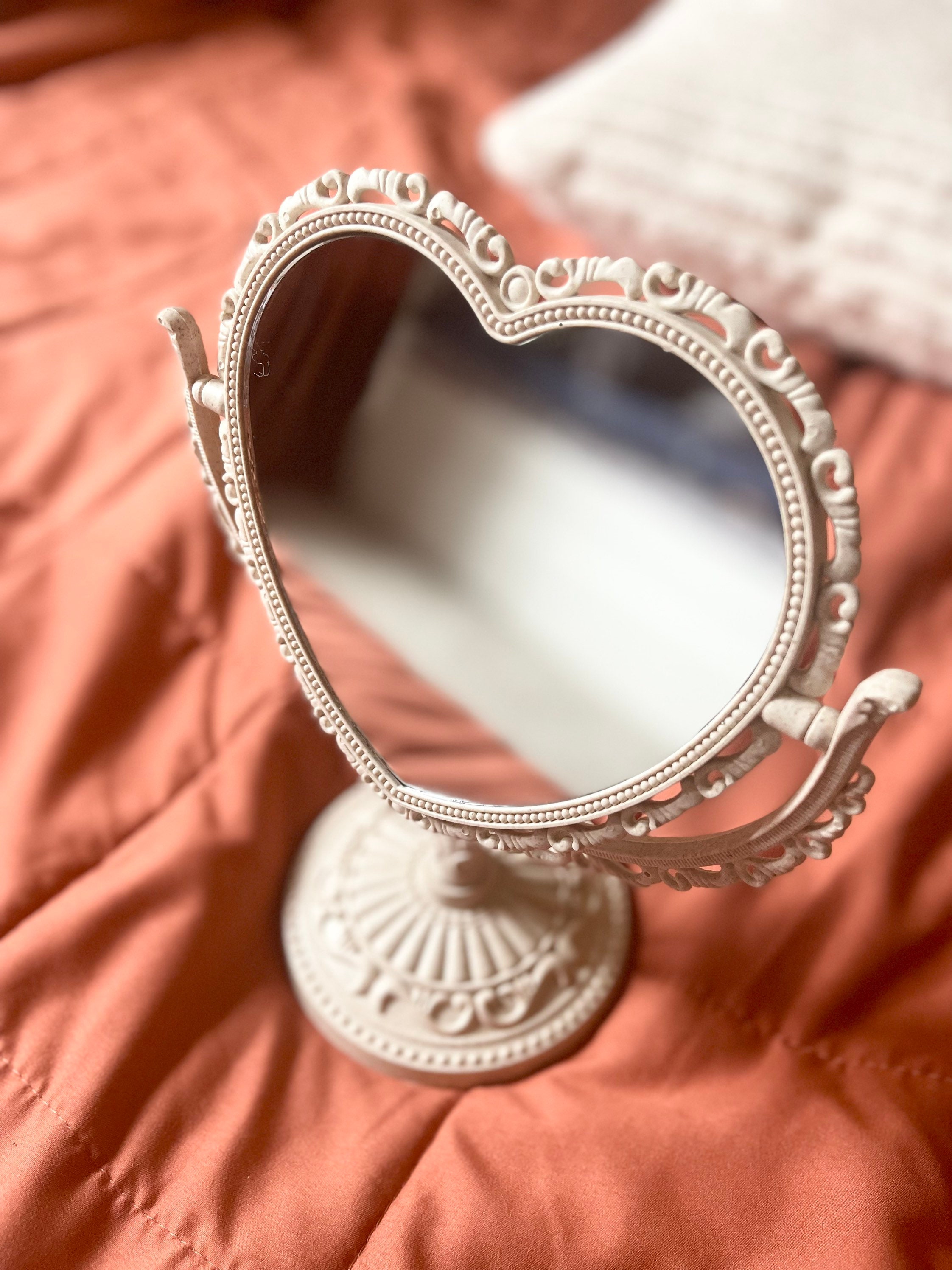 Heart Shaped Vanity Mirror Cute Vintage Table Mirror Etsy