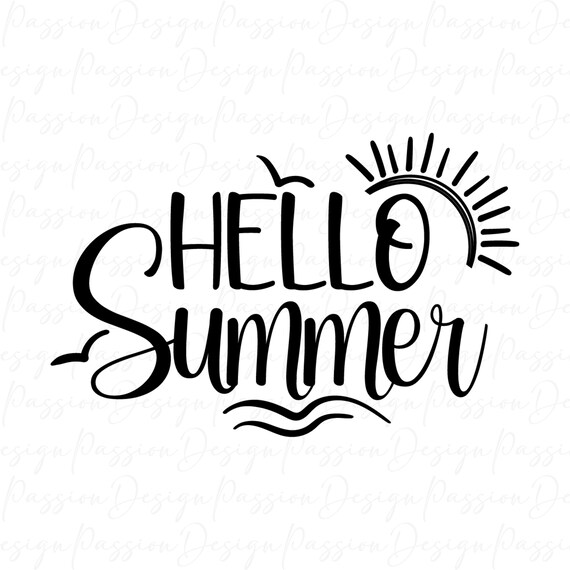 Hello Summer Heart Summer Sun SVG File for Cricut Great for | Etsy