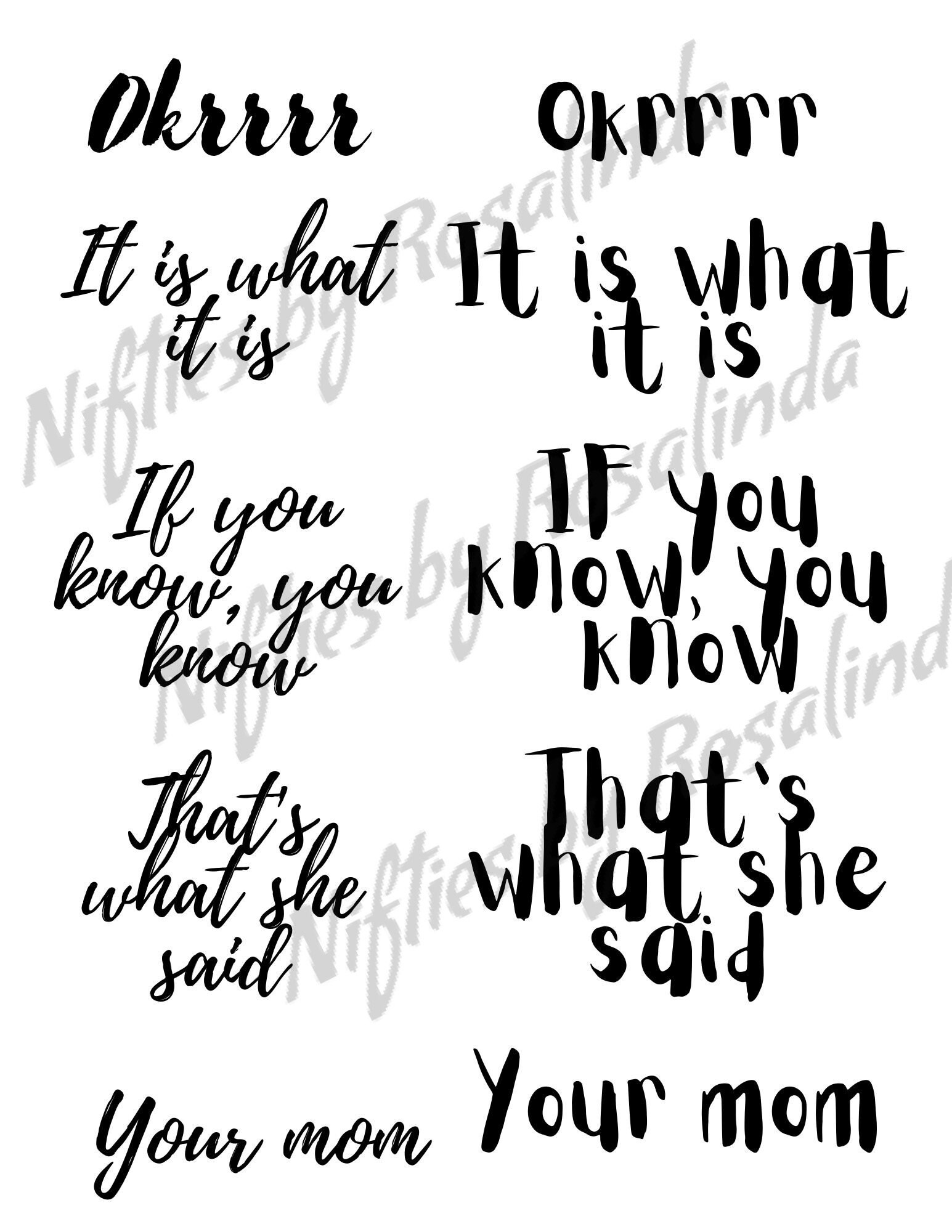 Six Printable Hip Sayings That Are Trending. Available as a Etsy