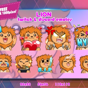 Lion Chibi, Twitch Emotes Pack, Discord Emotes Pack, Emotes For Streamer, Emotes Pack.