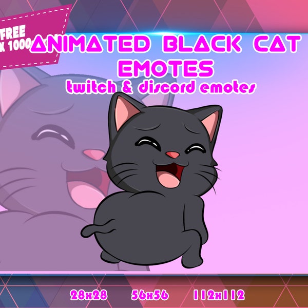 Animated Black Cat Chibi Twerking, Twitch Emotes Pack, Discord Emotes Pack, Emotes For Streamer, Emotes Pack.