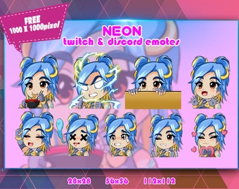 Neon Valorant Chibi Emotes Pack: Twitch & Discord (Digital File)