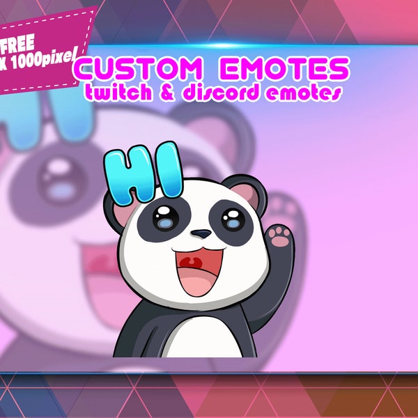 Animated Panda Chibi Waving, Twitch Emotes Pack, Discord Emotes Pack, Emotes For Streamer, Emotes Pack.