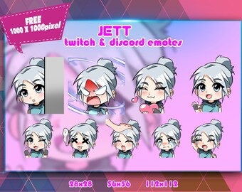 Jett Valorant Chibi Emotes Pack: Twitch & Discord Streamer Emotes (Digital Download)