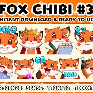 Fox Chibi #3, Twitch Emotes Pack, Discord Emotes Pack, Emotes For Streamer, Emotes Pack.