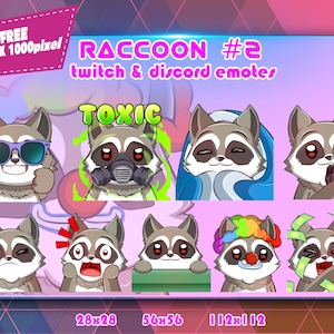 Raccon #2 Chibi, Twitch Emotes Pack, Discord Emotes Pack, Emotes For Streamer, Emotes Pack