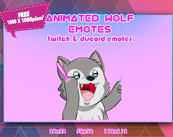 Animated Wolf Chibi Rave Emotes: Twitch/Discord Streamer Pack (PNG)