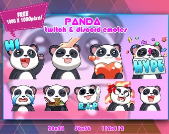 Panda Chibi, Twitch Emotes Pack, Discord Emotes Pack, Emotes For Streamer, Emotes Pack.