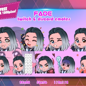 Fade Valorant Chibi,Twitch Emotes Pack, Discord Emotes Pack, Emotes For Streamer, Emotes Pack.