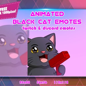 Animated Black Cat Chibi Make It Rain, Twitch Emotes Pack, Discord Emotes Pack, Emotes For Streamer, Emotes Pack.