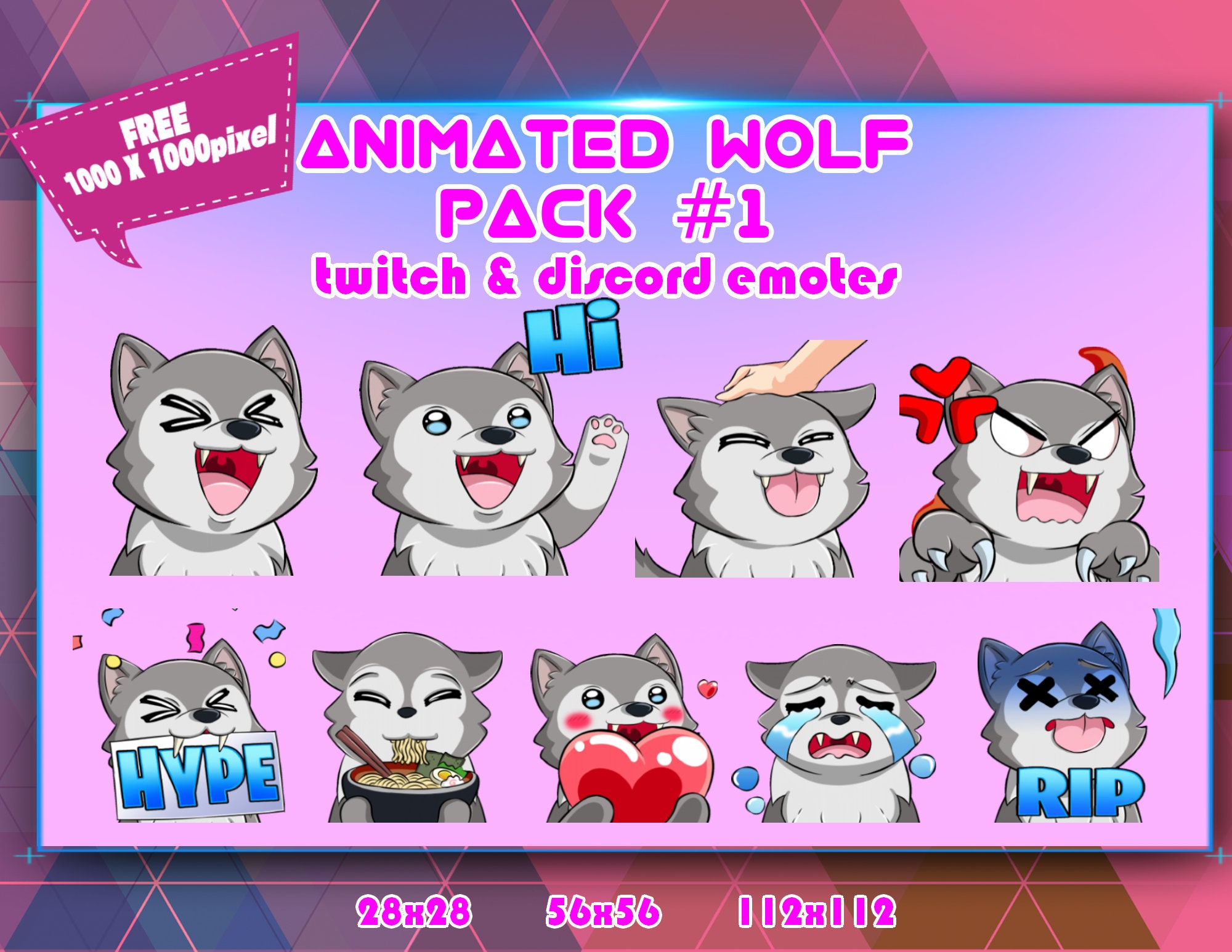 Animated Pack Wolf Chibi Twitch Emotes Pack Discord Emotes - Etsy Australia