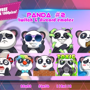 Panda 2 Chibi, paquete de gestos de Twitch, paquete de gestos de Discord, gestos para streamers, paquete de gestos.