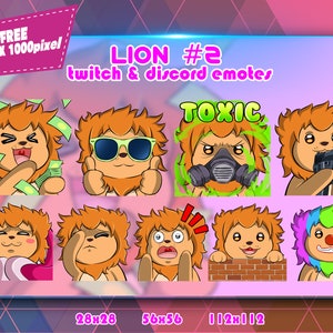 Lion 2 Chibi, Twitch Emotes Pack, Discord Emotes Pack, Emotes For Streamer, Emotes Pack.