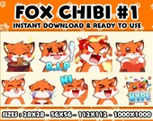 Fox Chibi Emotes Pack: Twitch, Discord, Streamer (Digital Download)