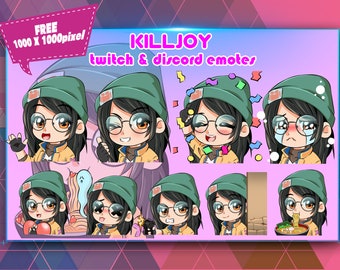 Killjoy Valorant Chibi Emotes Pack: Twitch & Discord (Digital Download)