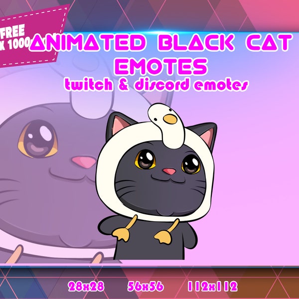 Animated Black Cat Chibi Wiggle, Twitch Emotes Pack, Discord Emotes Pack, Emotes For Streamer, Emotes Pack.
