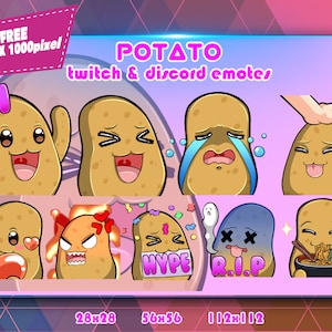 Potato Chibi, Twitch Emotes Pack, Discord Emotes Pack, Emotes For Streamer, Emotes Pack.