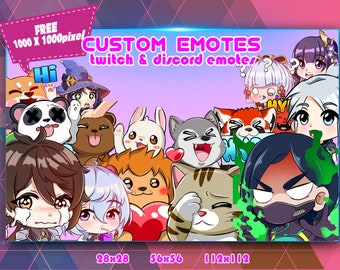 Custom Emotes Chibi, Twitch Emotes Pack, Discord Emotes Pack, Emotes For Streamer, Emotes Pack.