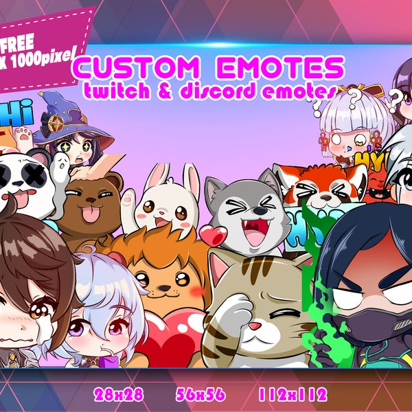 Custom Emotes Chibi, Twitch Emotes Pack, Discord Emotes Pack, Emotes For Streamer, Emotes Pack.