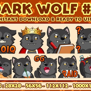 Dark Wolf 3 Chibi, Twitch Emotes Pack, Discord Emotes Pack, Emotes For Streamer, Emotes Pack.