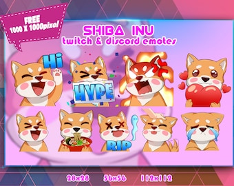 Shiba Inu Chibi Emotes Pack: Twitch & Discord (Digital Download)