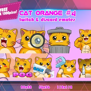Orange Cat 4 Chibi, Twitch Emotes Pack, Discord Emotes Pack, Emotes For Streamer, Emotes Pack.