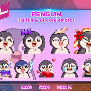 Penguin Chibi, Twitch Emotes Pack, Discord Emotes Pack, Emotes For Streamer, Emotes Pack.