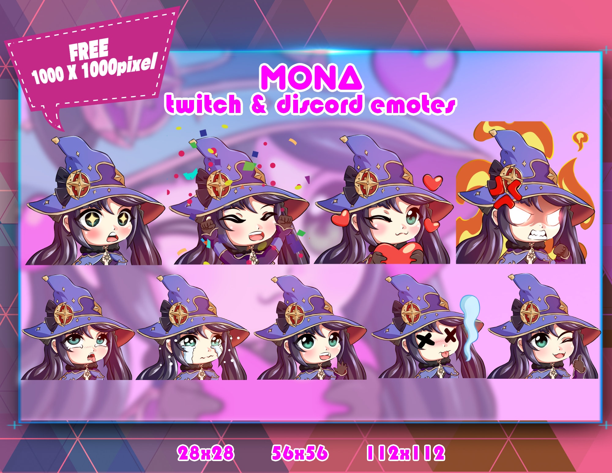 Mona Genshin Impact Twitch Emotes Pack Discord Emotes Pack - Etsy Finland
