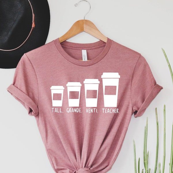 Leraar T-shirt met koffiethema, hoge Grande Venti-leraar, zoete koffie-leraar-shirt, leraar-T-shirt met korte mouwen