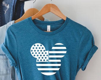 Disney 4th of July Shirts, Mickey Minnie Matching Family 4th of July T-Shirt, USA Flag Disney Shirt, USA Flag Mickey Or Minnie T-Shirt