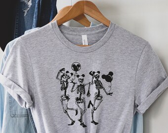 Camisa de esqueleto de Disney, camisa de Disney World, camisa de Mickey esqueleto, camisa de vacaciones de Disney, camisa de orejas de Disney, camisa de globo de Mickey, Disney