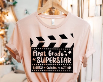 First Grade Superstar Lights Shirts,Teach Love Inspire,Back To School Shirt,First Grade Teacher,Teacher Appreciation Tee,1st day of school