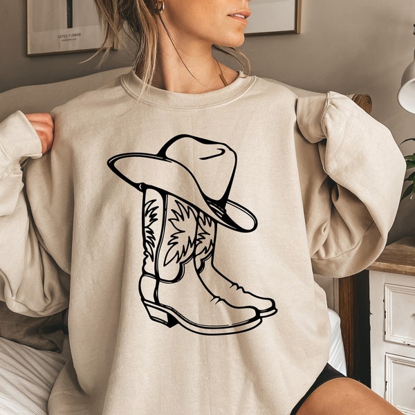Knockin Boots Sweatshirt, Cowboy Country Vintage Boot Sweatshirt,Cowgirl BOHO Sweatshirt , Cowboy boots Sweatshirt, Boots Sweatshirt
