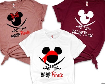 Camisa de pirata de Disney, camisa de pirata de Mickey, camisa de piratas del Caribe de Disney, camisas de pirata de la familia de Disney, camisa de Disney personalizada.