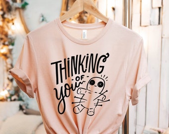 Thinking of You Shirt, Voodoo Doll Shirt, Pins and Needles Shirt, Ladies Halloween Shirt, Funny Halloween Shirt, Funny Costume Shirt