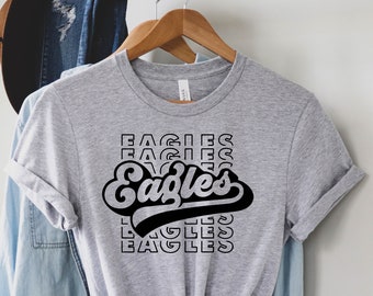 Camiseta de la mascota del equipo, camiseta del equipo de Eagles, camiseta de fútbol de Eagles, camiseta de fan de Eagles, camiseta de la escuela de Eagles, espíritu escolar de Eagles, camiseta de la mascota de Eagle