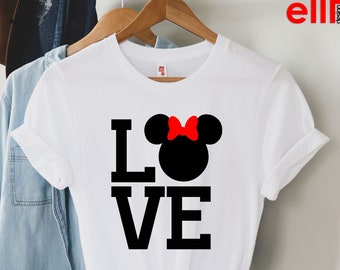 Disney Love Shirt, Mickey and Minnie Matching Shirts, Disney Couple Shirt, Minnie Mouse Shirt, Mickey and Minnie Ears, Valentines Gift Shirt