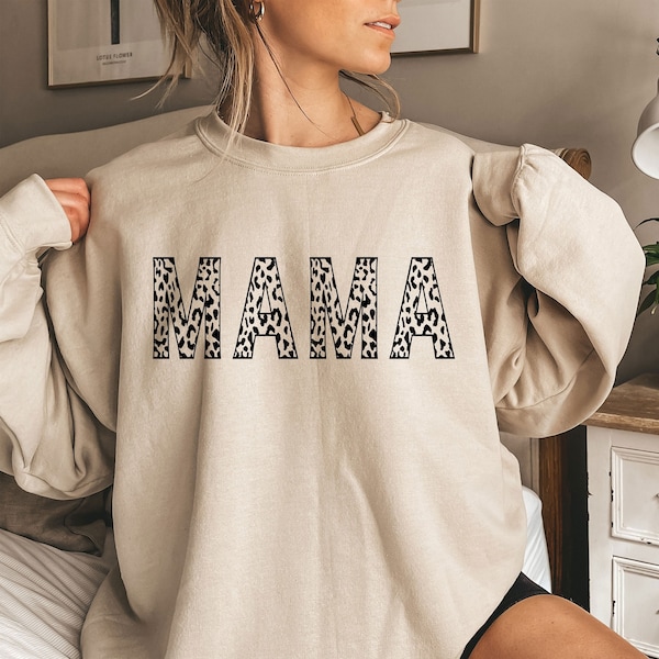 Leopard Print Mama Sweatshirt, Cheetah Mama Sweatshirt for Mother's Day, Gifts for Mom, Cute Mama Gift for Mothers Day, Mama Sweatshirt.