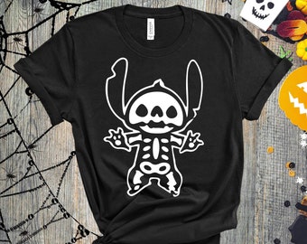 Stitch Halloween Skeleton, Disney Halloween Shirt, Halloween Shirt, Disney Shirt, Halloween Mickey Shirts, Women Disney Halloween Shirt