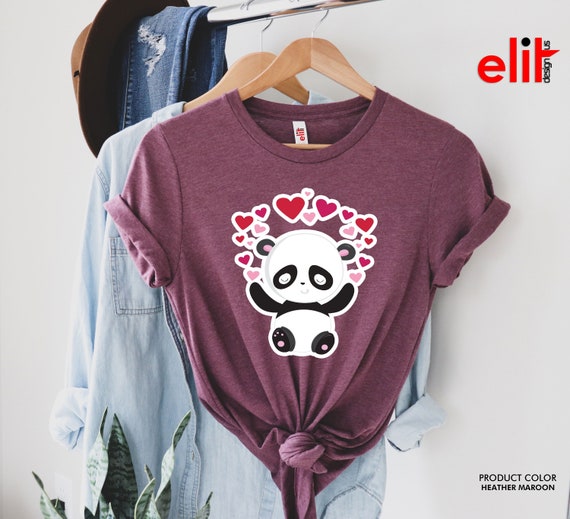 Panda With Hearts - Valentines Day Women And Girls T-Shirt Panda With Hearts - Valentines Day Women And Girls T-Shirt