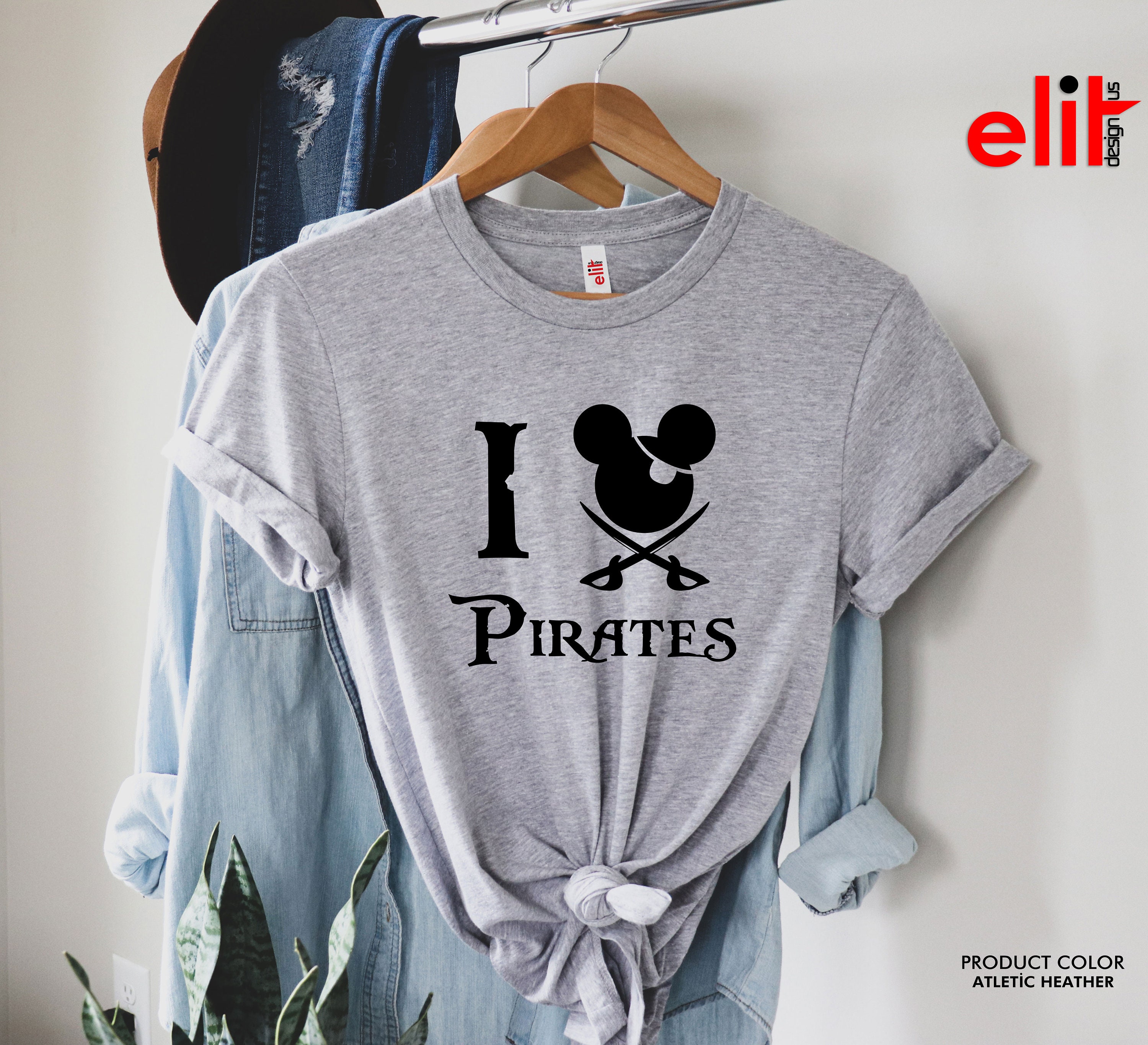 Discover Disney I Love Pirates Shirt, Disney Pirate Tshirt, Mickey Pirate Shirt, Disney Pirates Of Caribbean Shirt, Disney Ears Shirts