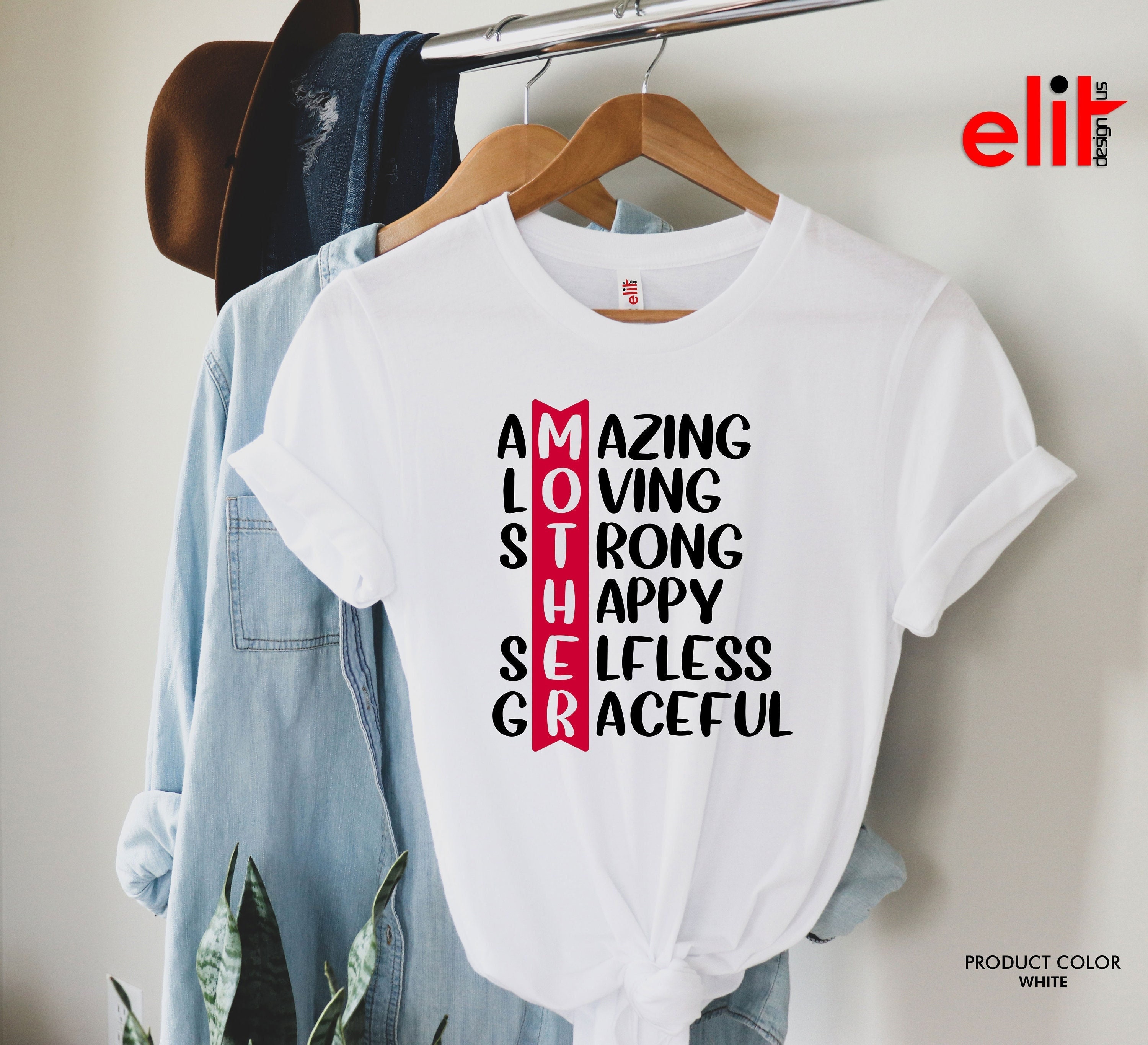 Camisa acrostica del dia de la madre camisa feliz del dia de la madre increible amorosa fuerte feliz desinteresada agraciada regalo del dia de la madre camisa de vida de mama