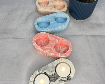 Jesmonite marbled color candle holder - Candle - Handmade - Decoration - Gift - Home - Artisanal - Kitchen - Living room