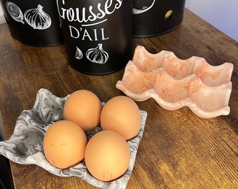 Jesmonite marbled colored egg holder - Egg storage - Egg box - Handmade - Decoration - Gift - Home - Artisanal