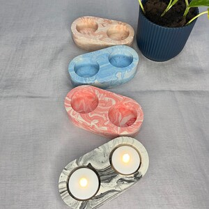 Jesmonite marbled color candle holder - Candle - Handmade - Decoration - Gift - Home - Artisanal - Kitchen - Living room
