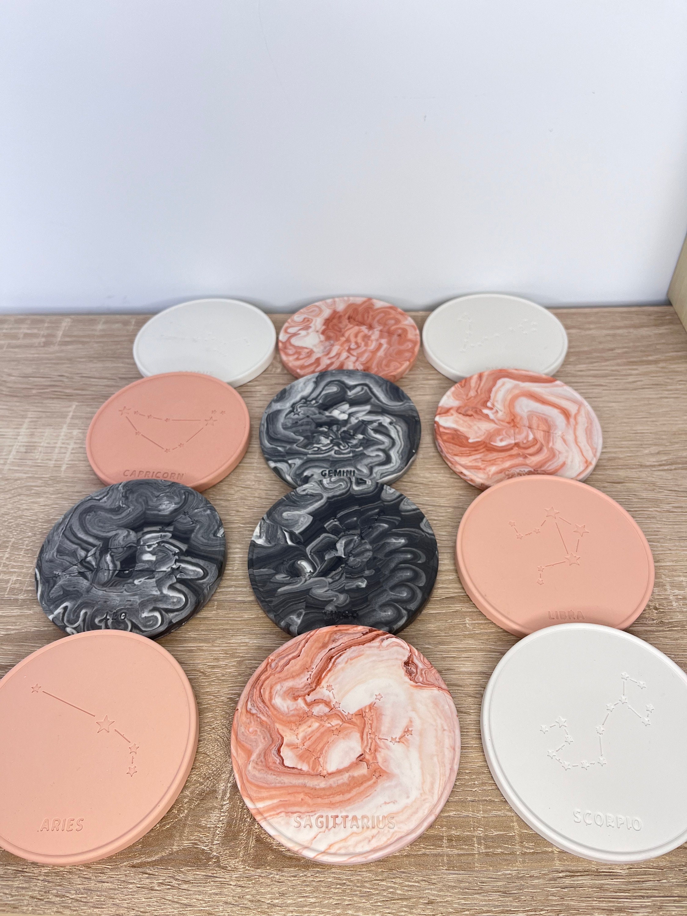 Jesmonite marbled astrological sign tray - Empty pocket - Handmade - Decoration - Gift - Home - Artisanal - Kitchen - Living room